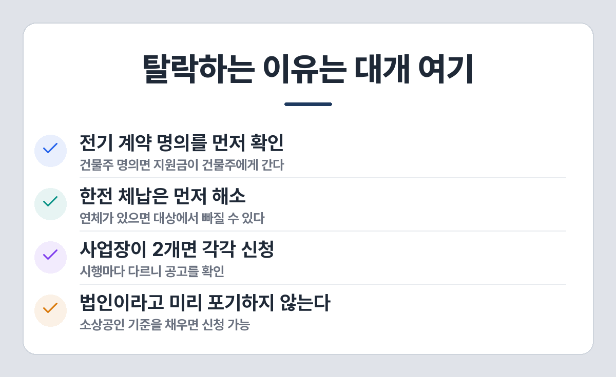소상공인 전기요금 지원 신청 전 확인 사항