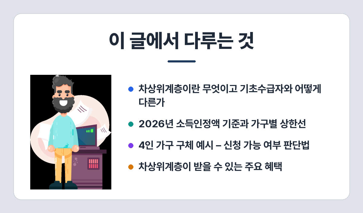 차상위계층 확인서, 누가 받고 무엇이 달라지나 — 기준·혜택·서류 이 글에서 다루는 것