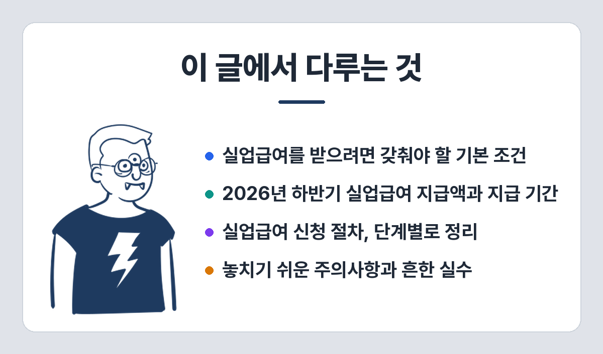 퇴직 직후 실업급여, 얼마를 며칠 동안 받나 — 조건·금액·신청 순서 이 글에서 다루는 것