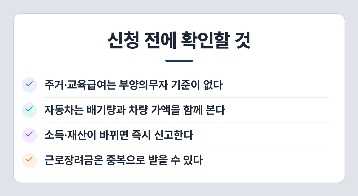 기초생활수급 신청 전 확인할 것 네 가지